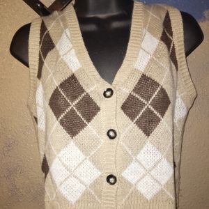 Brown Argyle print tank top